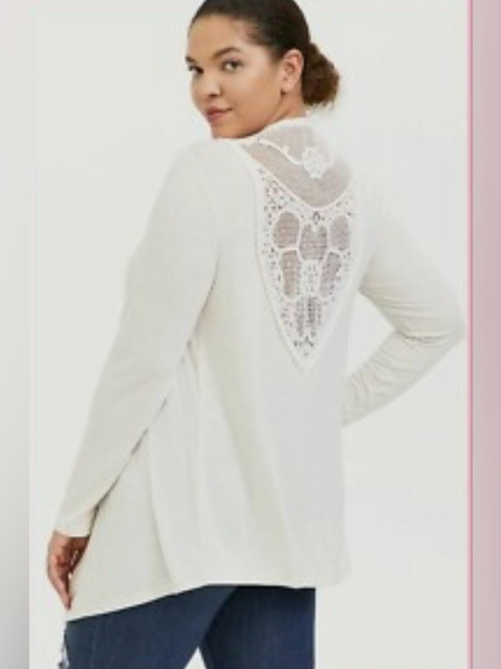 Torrid White Cardigan with Crochet Back Womans size 10 (plus size 00)
